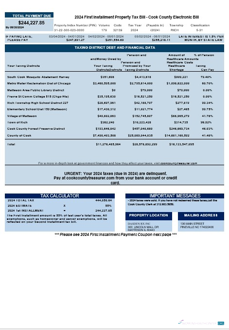 USA Cook Country Electronic Bill business utility bill download Word and PDF example